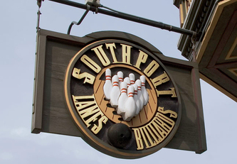 Image of Southport Lanes Sign, Signs Lakeview, Wooden Signs Chicago