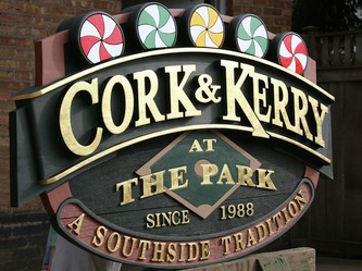 Cork And Kerry Sign Chicago, Wood Bar Signs Chicago, Chicago Sign Business