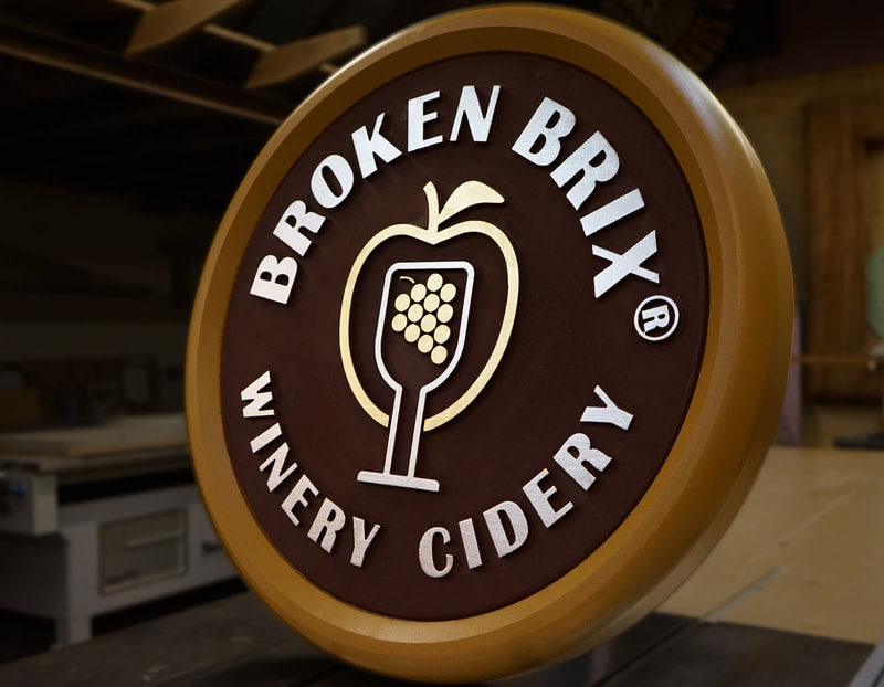 Gold Leaf Signs Chicago, Gold Leaf Signs Elkhorn Wisconsin, Signs Lake Geneva, HDU Blade Sign, Broken Brix Sign